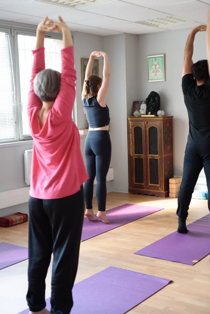 Cours de yoga avec plusieurs pratiquants